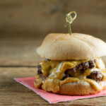 Nacho Cheeseburger on a napkin.