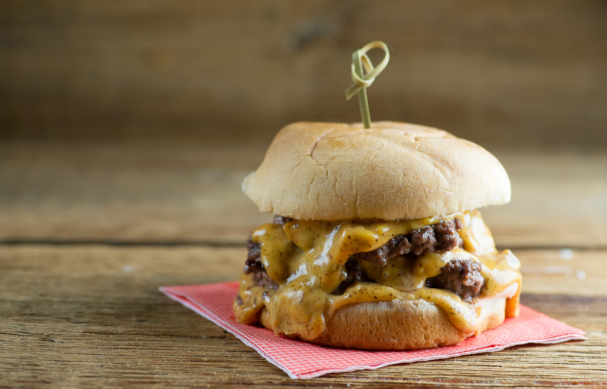 Nacho Cheeseburger on a napkin.