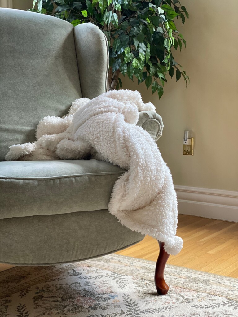 chair with blanket