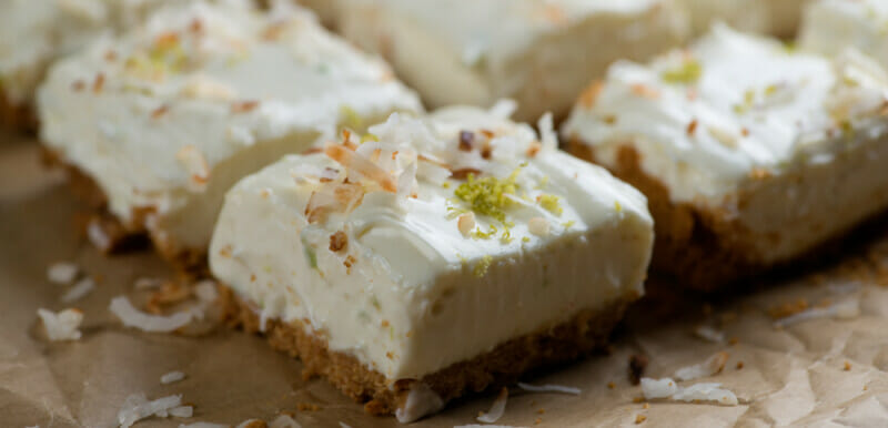 easy lime coconut cheesecake squares