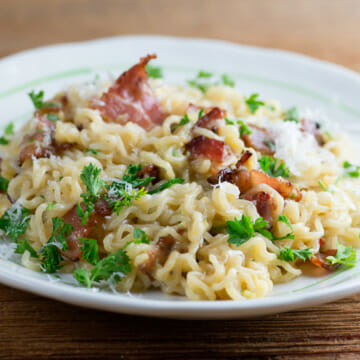 easy ramen pasta carbonara