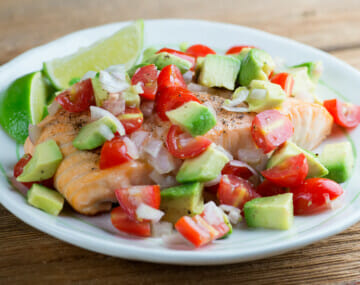 easy roast salmon with avocado salsa