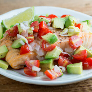 simple roast salmon with avocado salsa