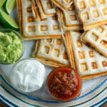 easy waffle iron bacon and cheese quesadillas