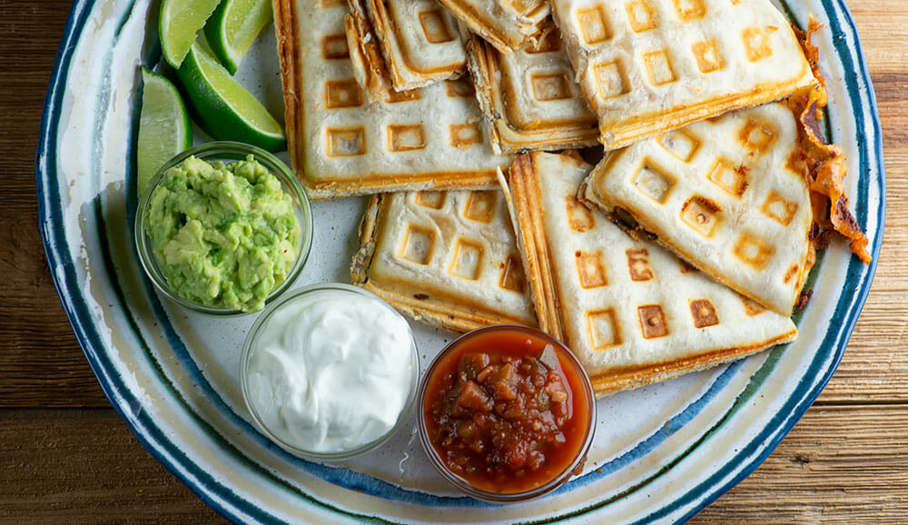 Healthy Spinach & Tomato Quesadilla in a Waffle Iron +  Waffle Maker