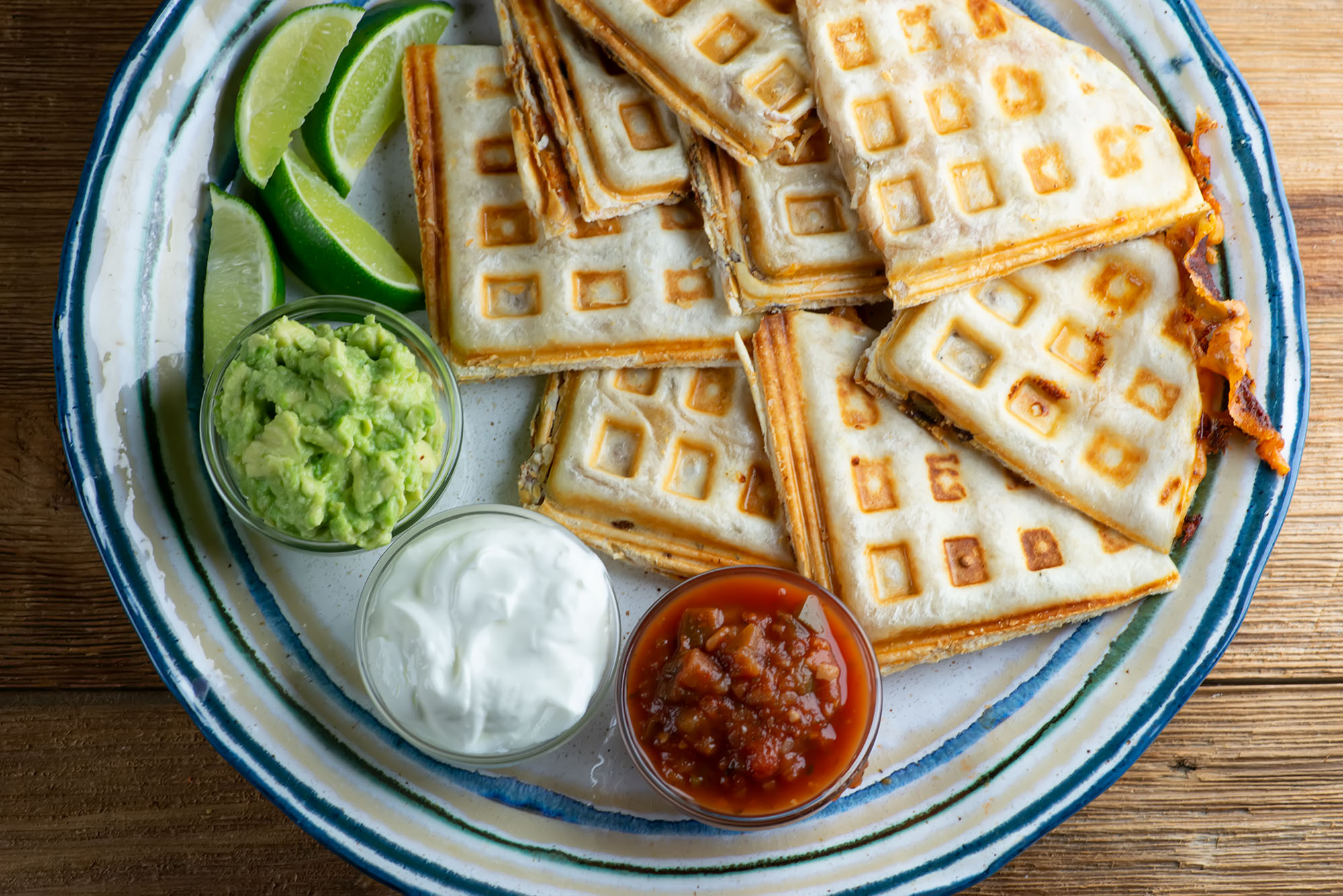 Waffle Iron Bacon and Cheese Quesadillas Framed Cooks