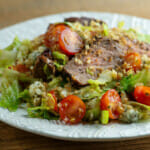 easy coffee rubbed steak and blue cheese salad
