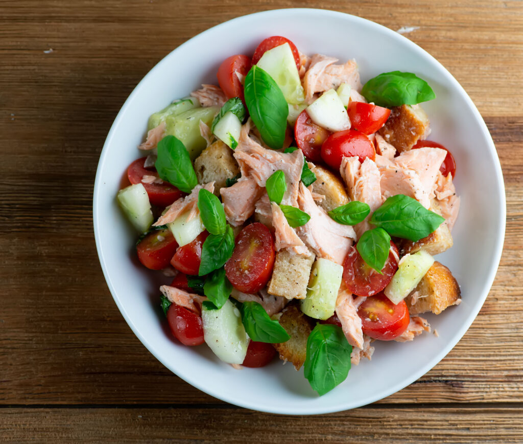 salmon panzanella salad