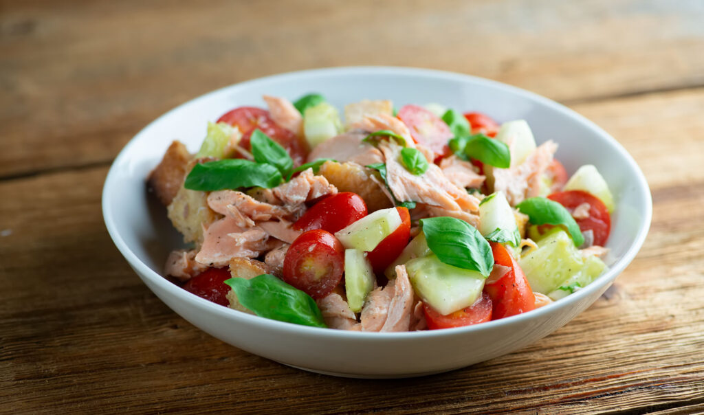 salmon panzanella salad