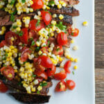 grilled steak with fresh corn tomato salsa