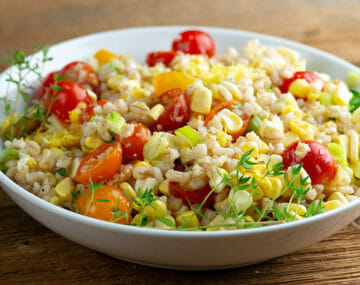 summertime corn tomato barley salad