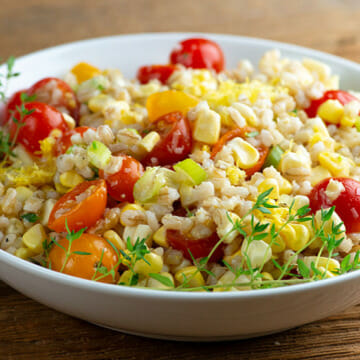 summertime corn tomato barley salad