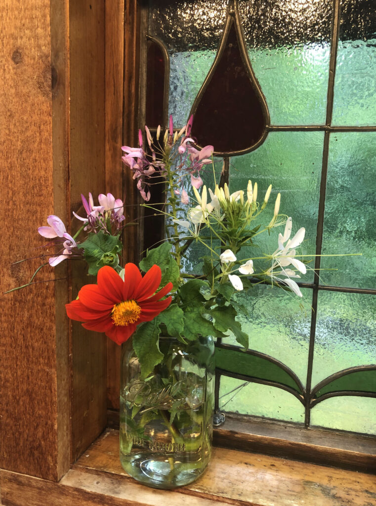 wildflowers in mason jar