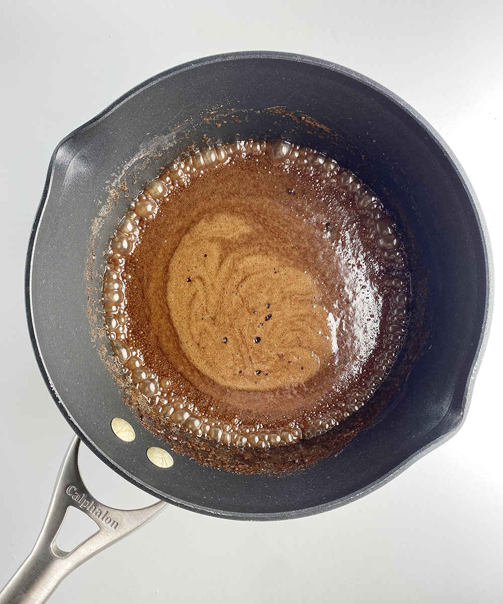 Chocolate mixture in a pot.
