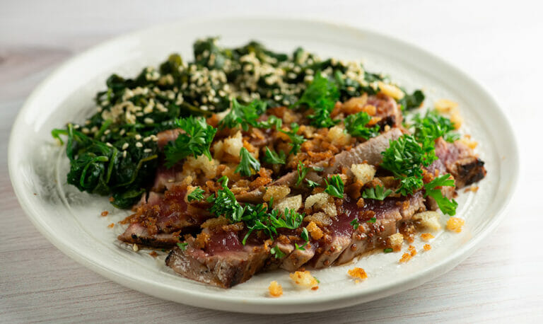 easy mustard maple tuna steaks