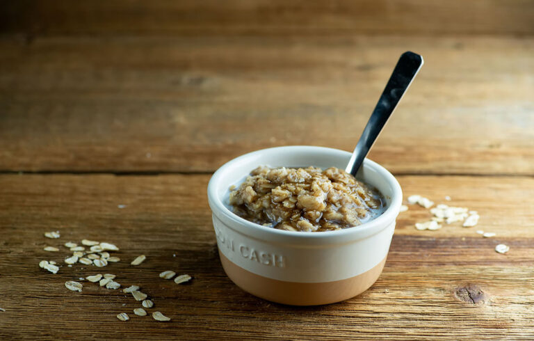 Chai spiced oatmeal in a bowl.