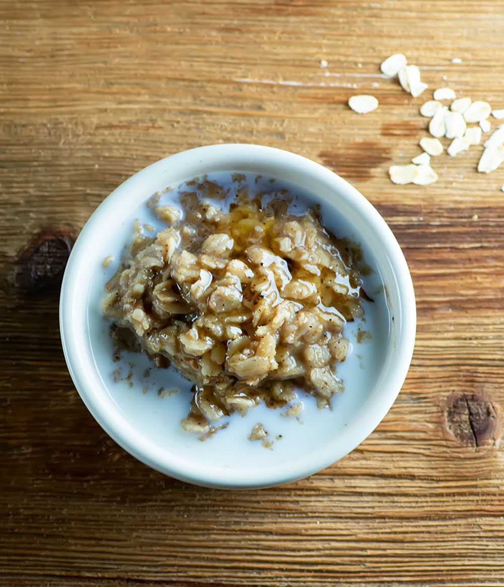 Chai spiced oatmeal in a bowl