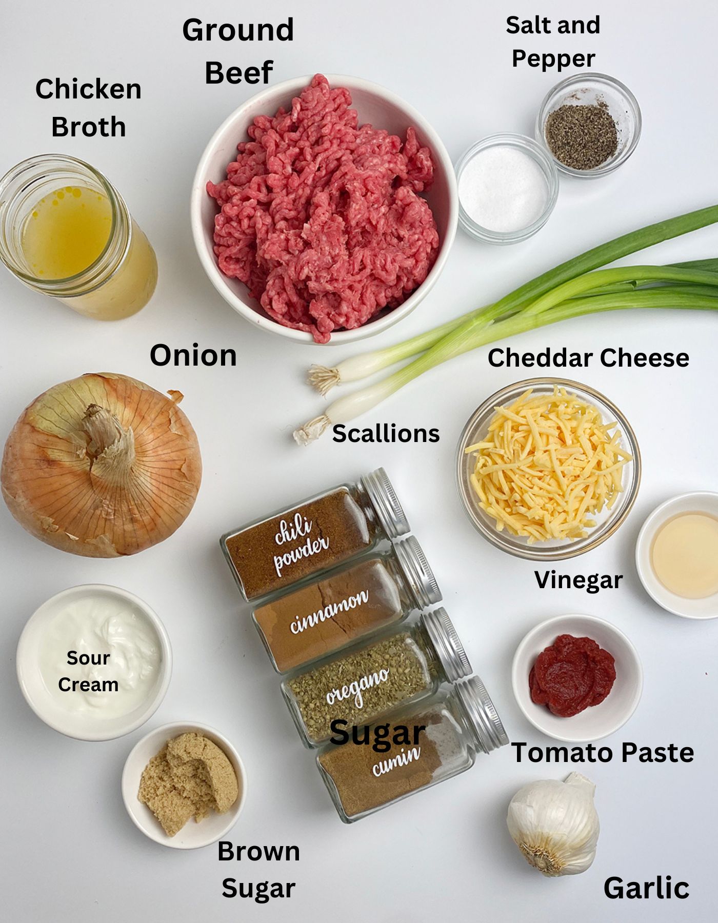 Cinnamon chili ingredients on a counter.