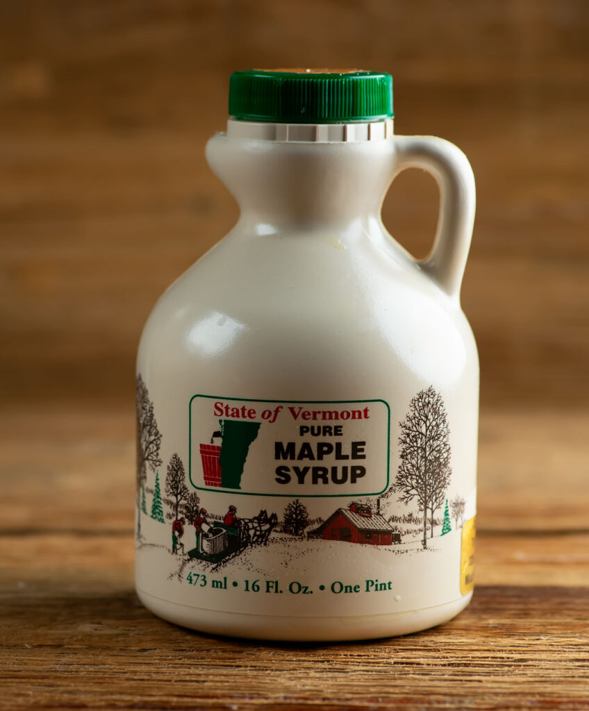 Bottle of Vermont maple syrup.