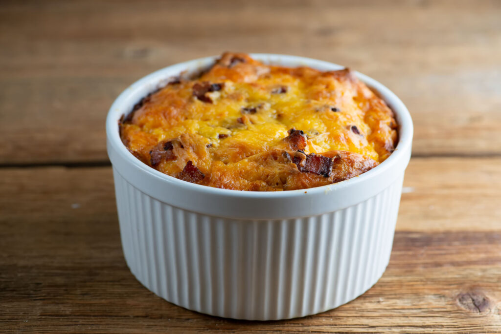 easy cheesy bacon bread pudding