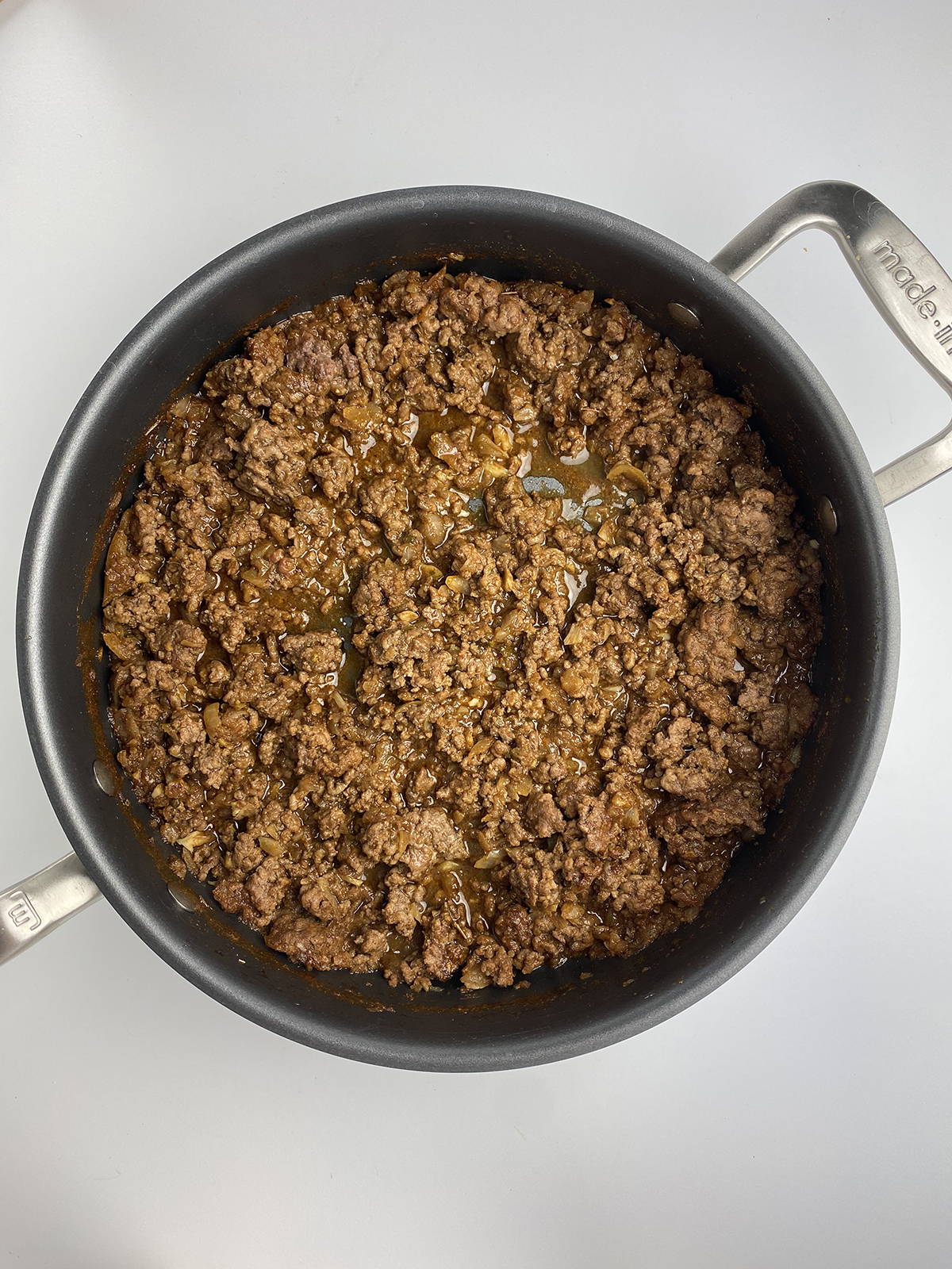 Cinnamon chili with spices in a pan.