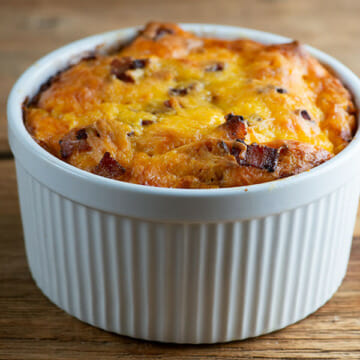 easy cheesy bacon bread pudding