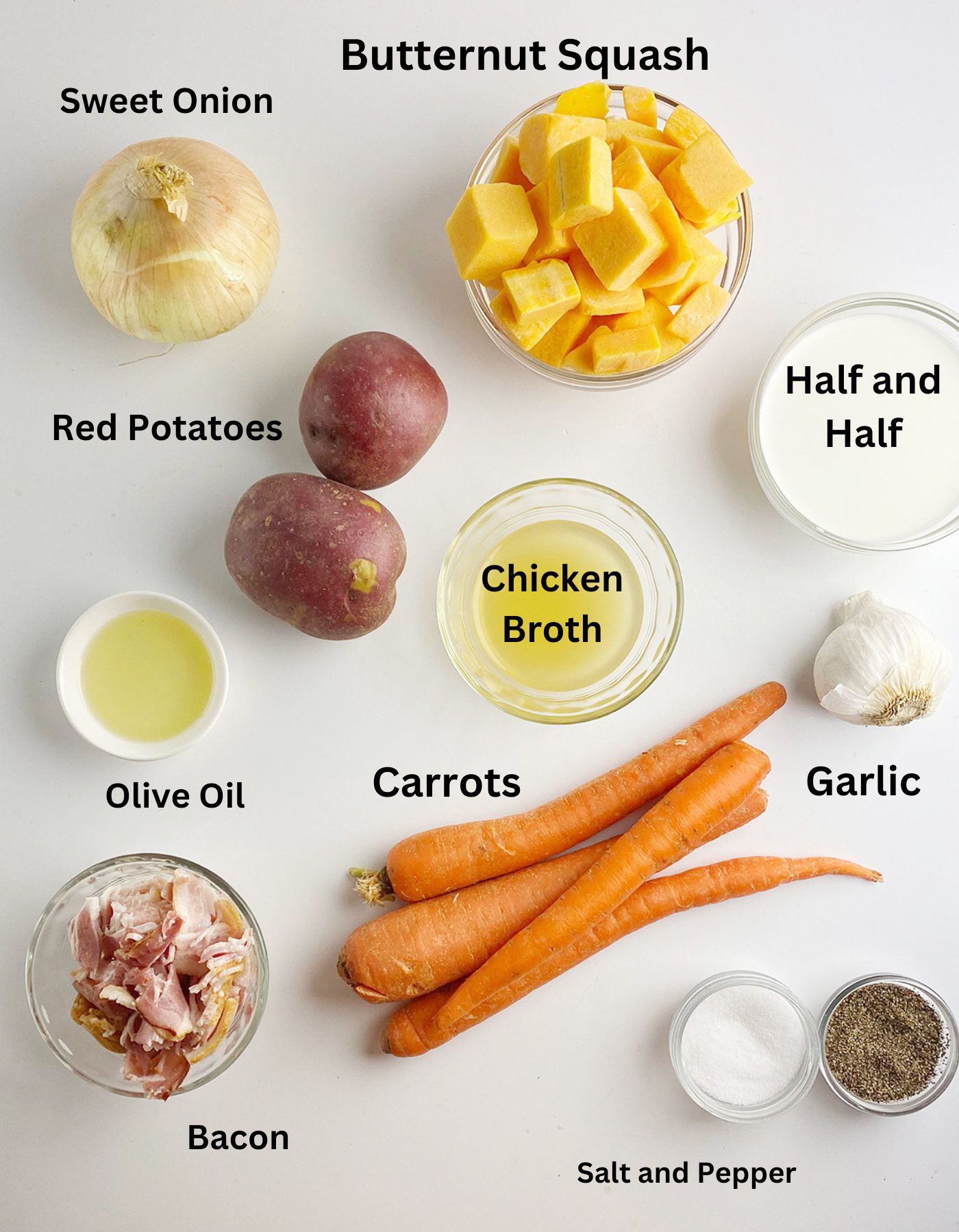 Ingredients needed to make mashed fall vegetables.