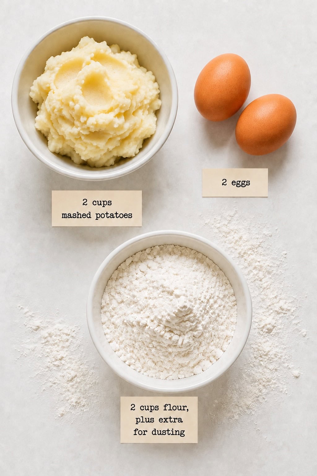 Mashed Potato Gnocchi Ingredients.