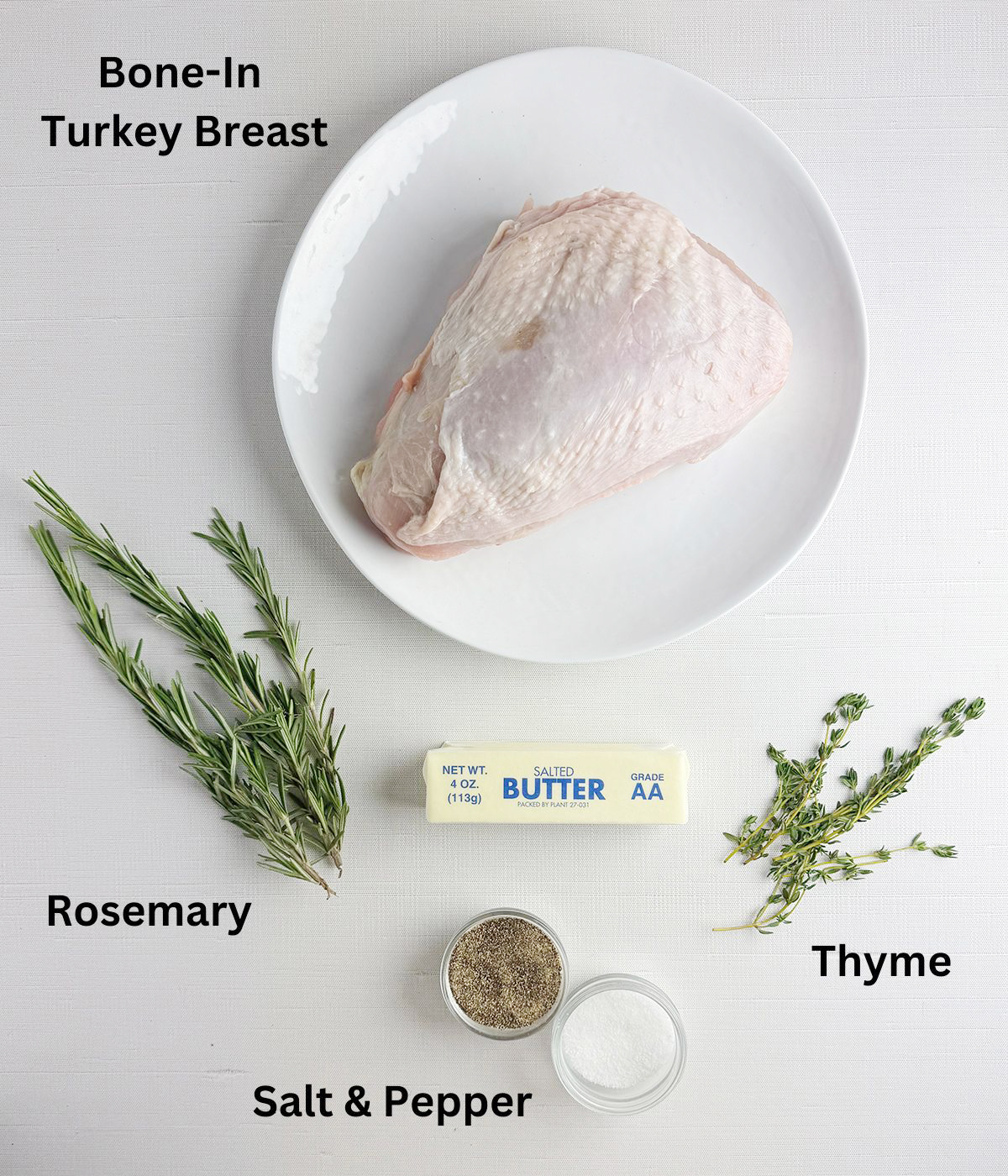 Ingredients need for a roasted turkey breast.