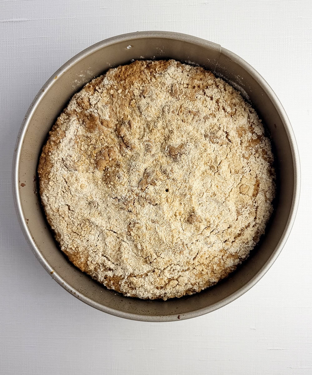 Baked cinnamon sugar snack cake.