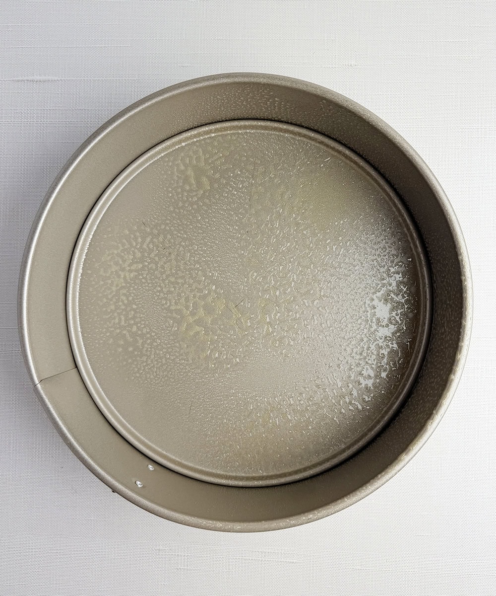 Greased springform pan.