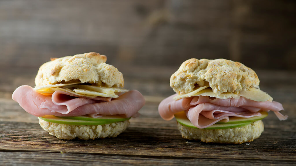ham cheese and apple biscuit sliders