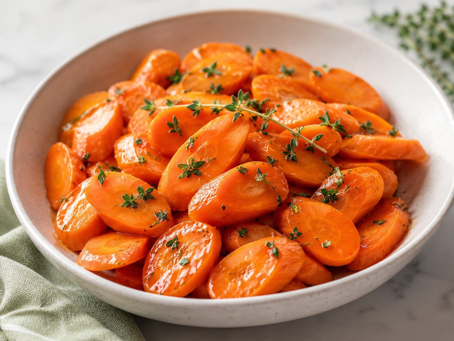 Carrots with Thyme in a serving bowl.