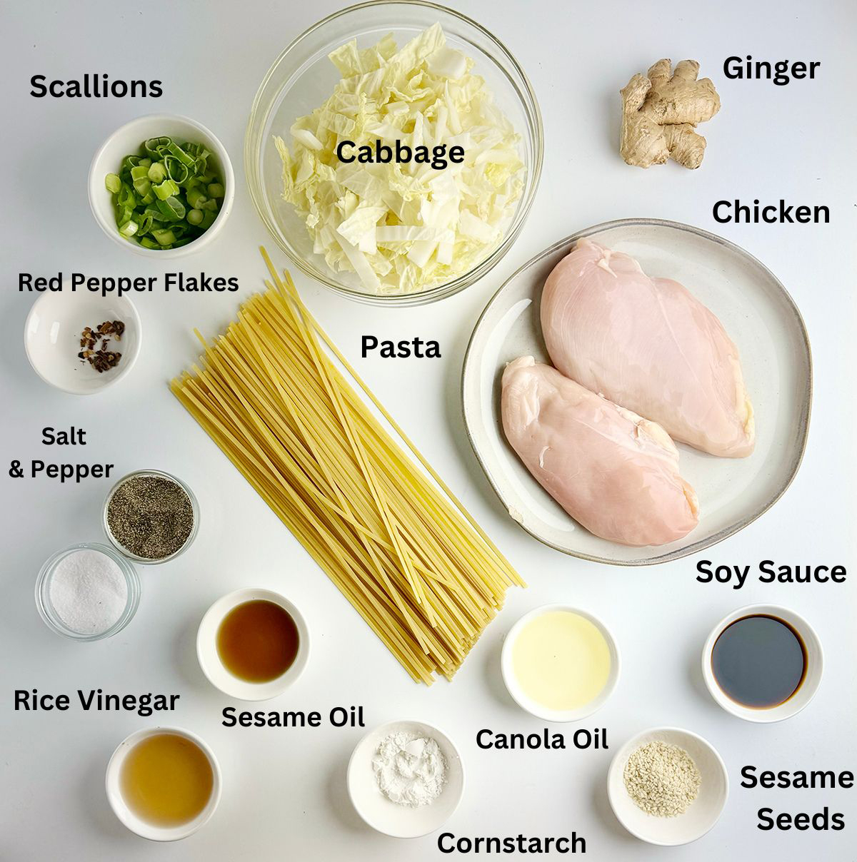 Ingredients needed for Longevity Noddles.