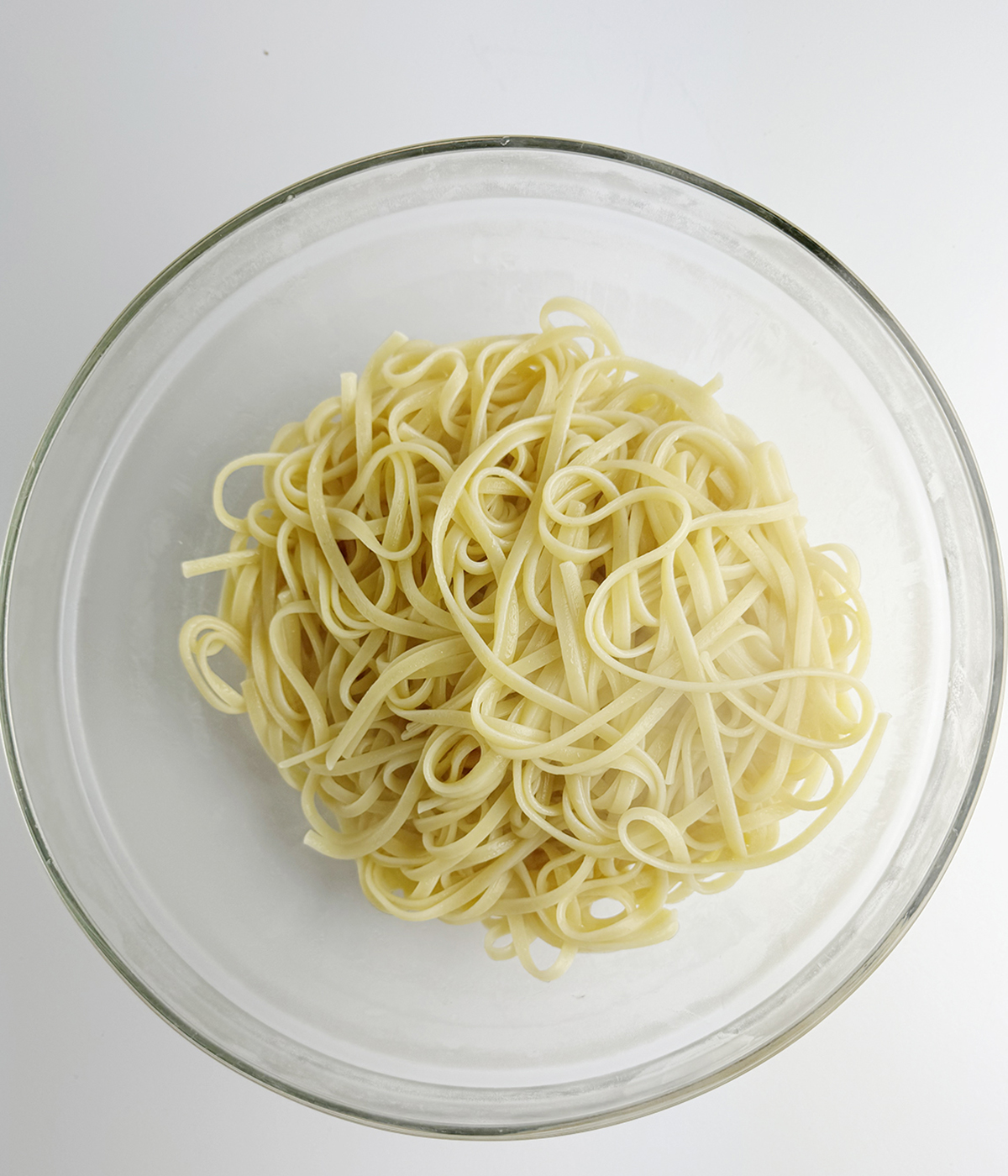 Noodles in a bowl.