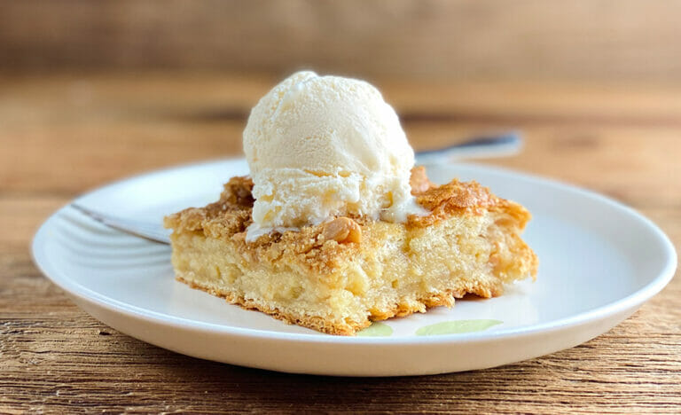 Easy cream cheese coffee cake on a plate.