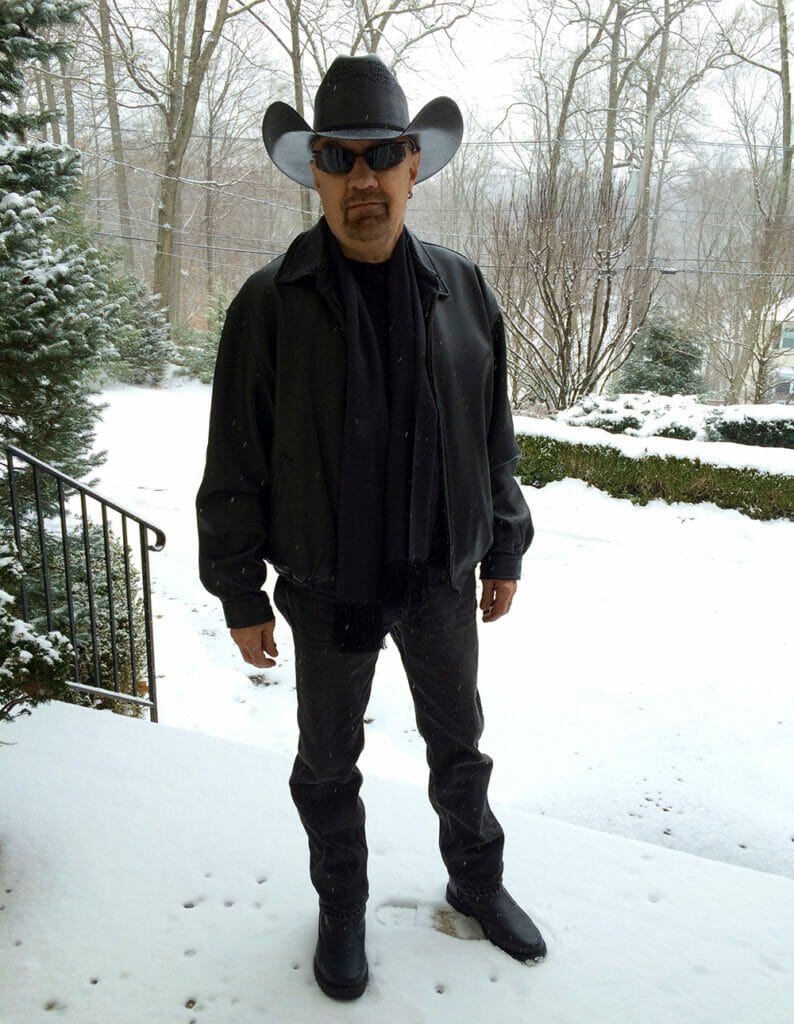 southern husband in the snow