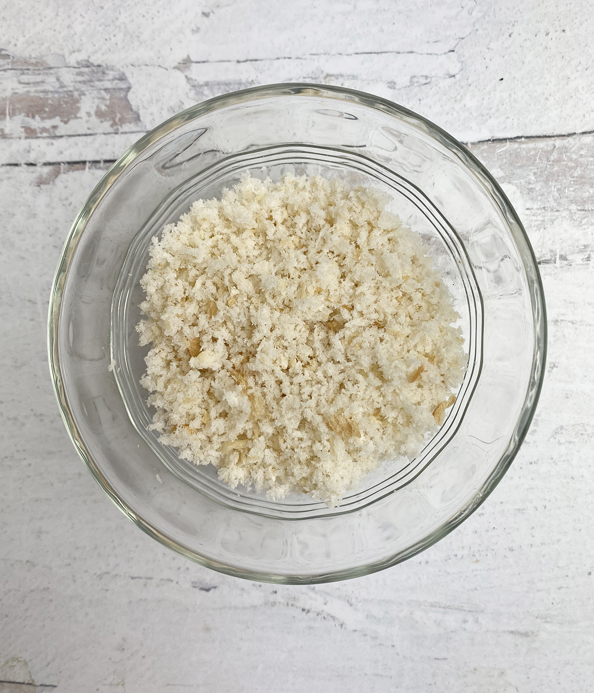 Fresh bread crumbs in a bowl.