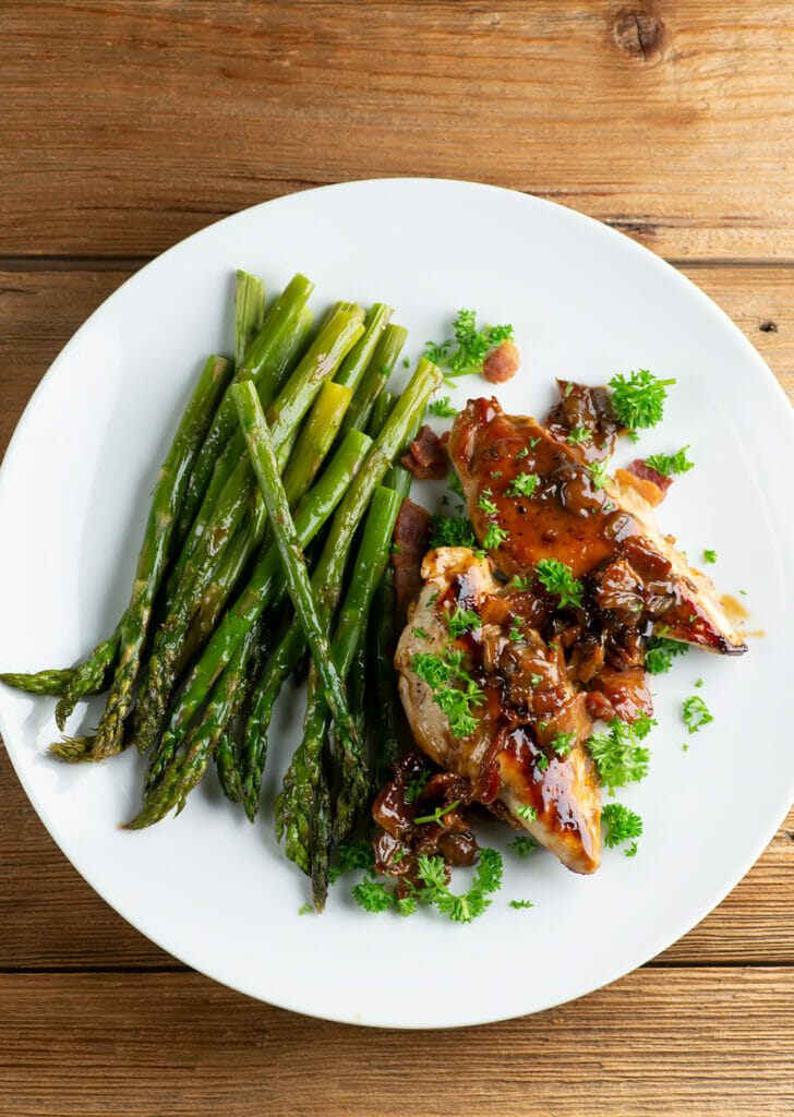 chicken with bourbon bacon sauce