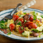 easy cheesy bacon and egg tacos