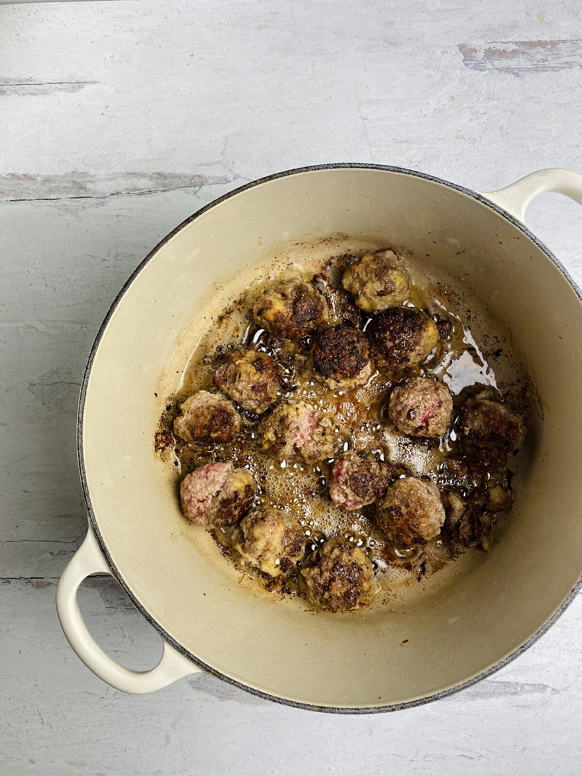 one pot spaghetti and meatballs meatballs searing