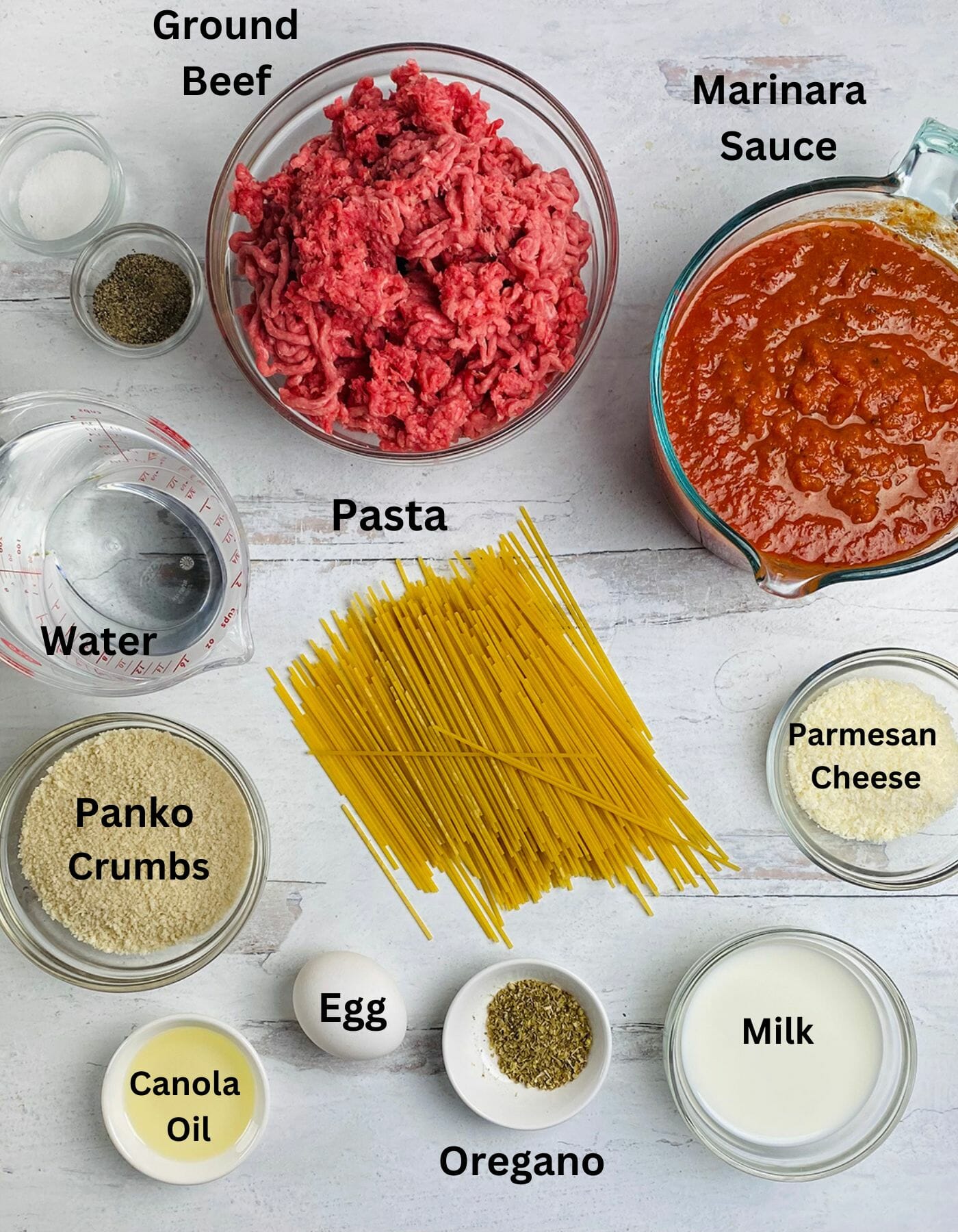 one pot spahetti and meatballs ingredients