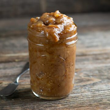 Banana jam in a jar.