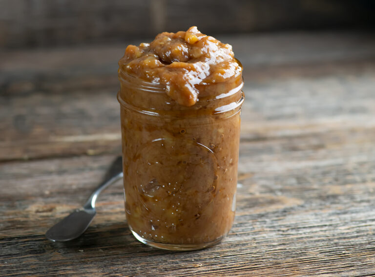 Banana jam in a jar.