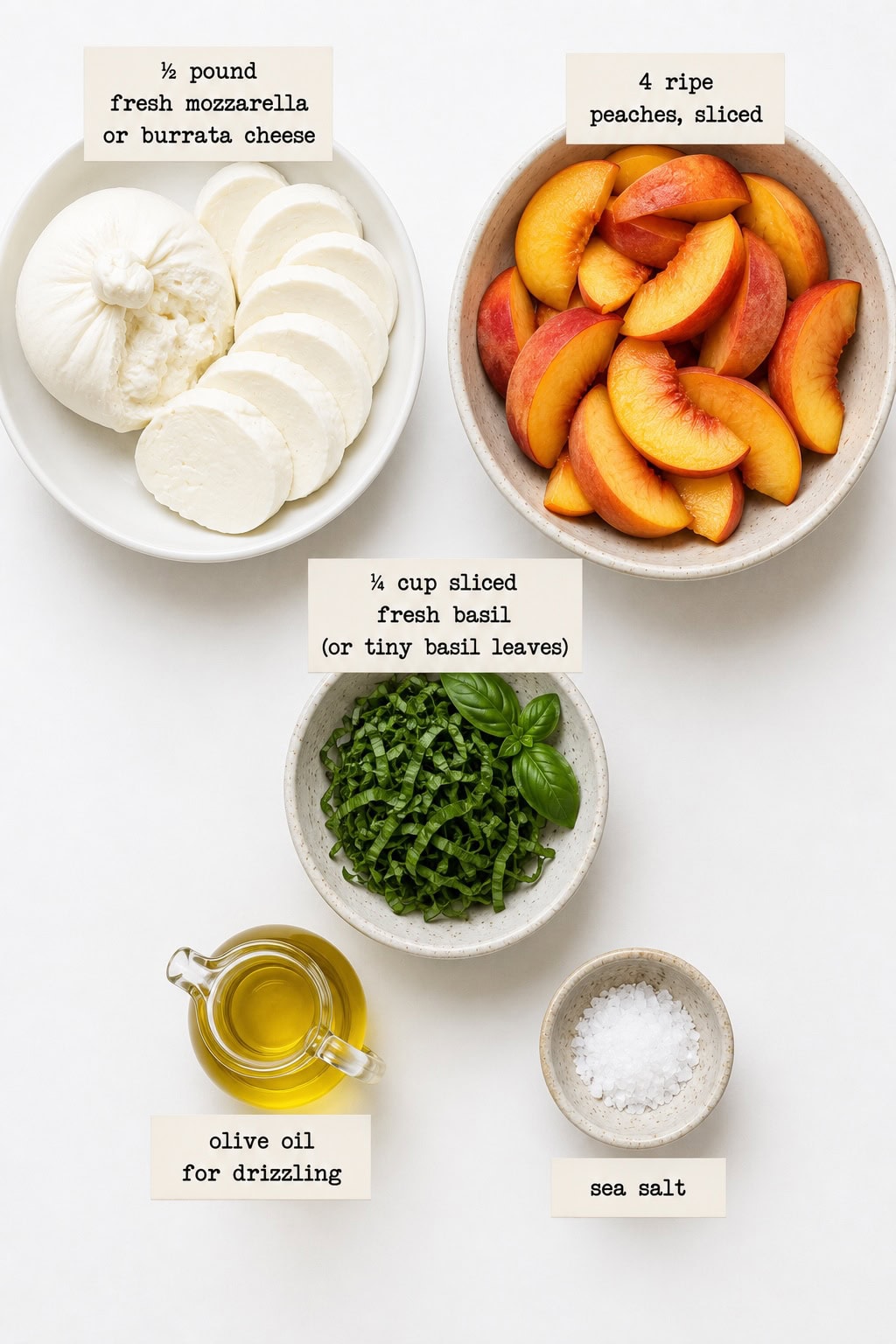Peach Mozzarella Salad ingredients.