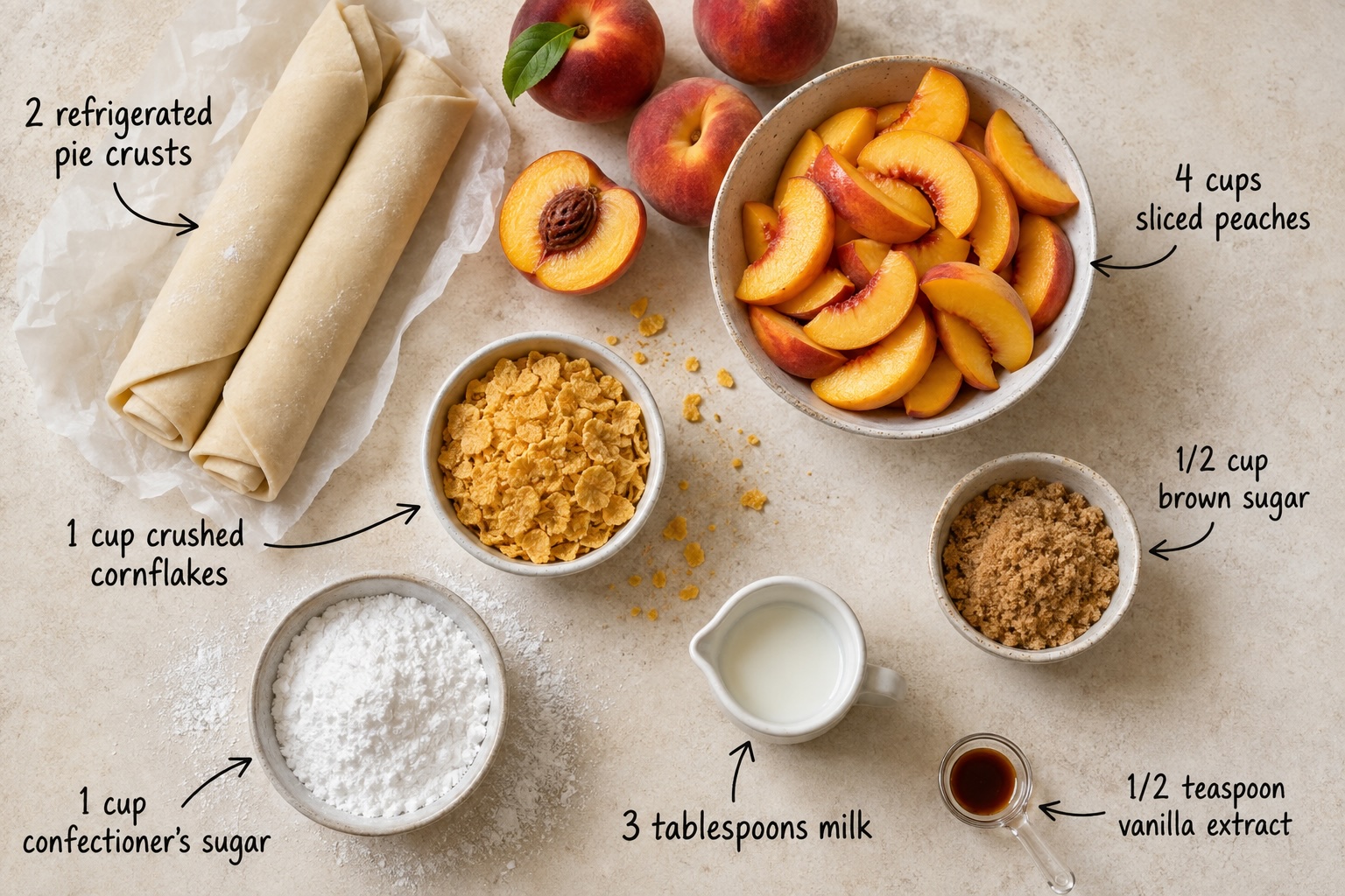 Peach Slab Pie Ingredients.