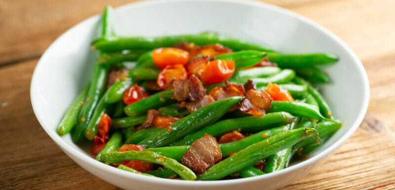 easy tomato bacon green beans