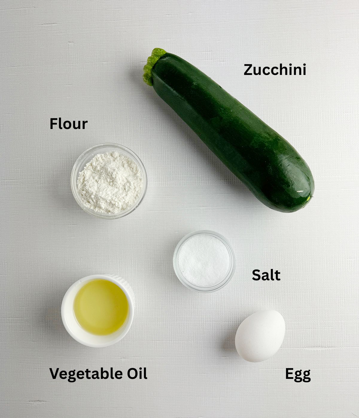 Zucchini Fritters ingredients.