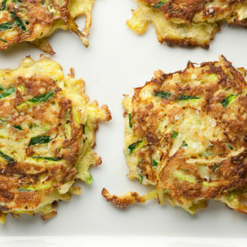 Zucchini Fritters on a plate.