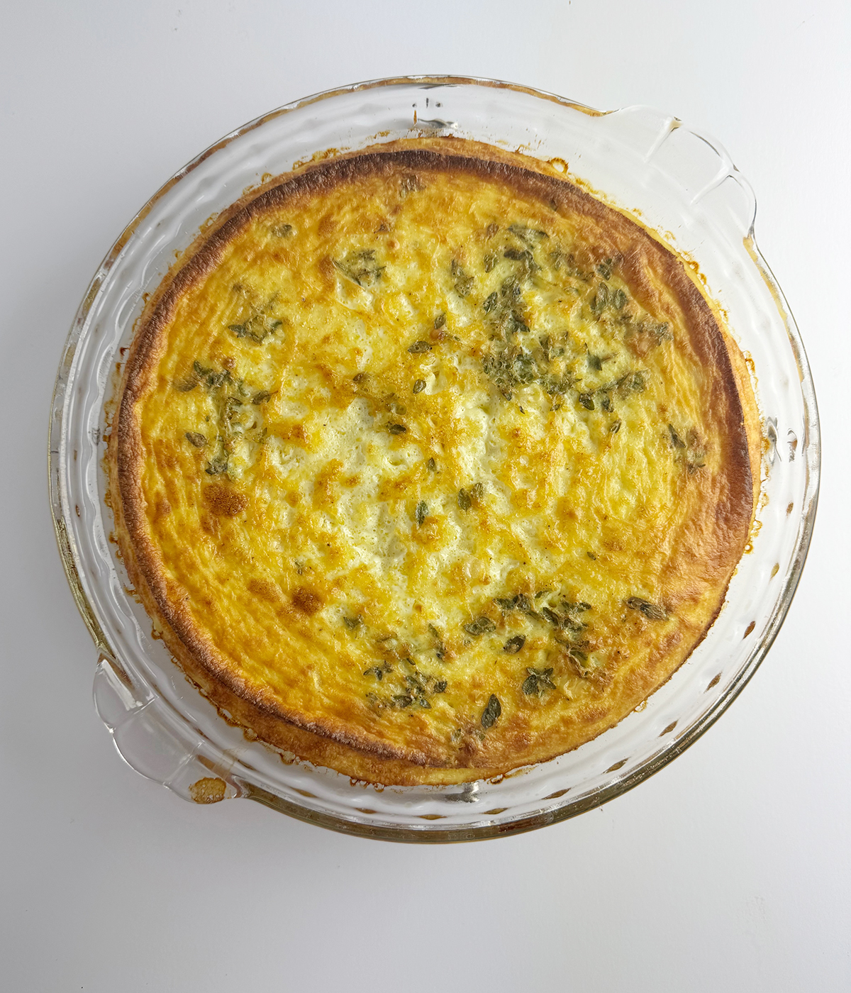 Baked corn honey quiche.